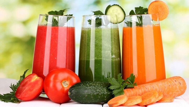 Low calorie vegetable juices in the drinks diet menu