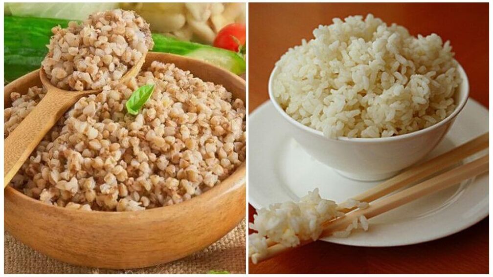 Diet with buckwheat and rice for gout